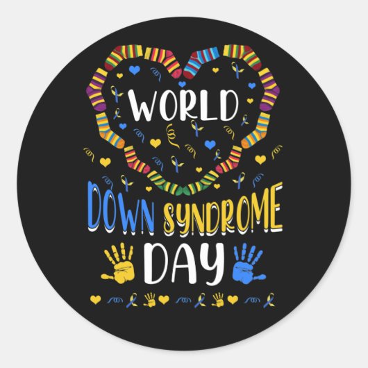 Das World Down Syndrome Day Awareness Socks Down R Runder Aufkleber (Vorderseite)