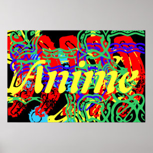 das Wort Anime mit einem Splash of Color Poster