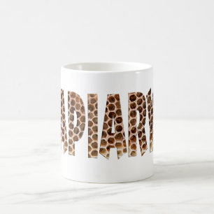 Das Wort Apiary mit einer Überlagerung von Honigwa Kaffeetasse