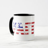 Das Wort "Glaube an die patriotische amerikanische Tasse (Vorderseite Links)
