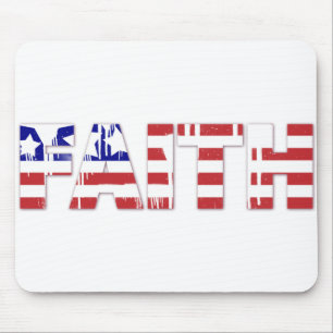 Das Wort "Glaube" mit amerikanischer Flagge Mousepad