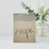 Das Wort "Hope" Sand am Strand mit Postkarte (Stehend Vorderseite)