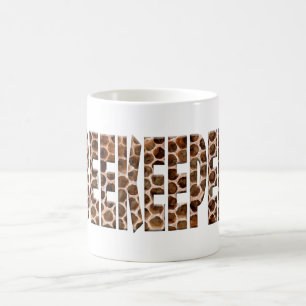 Das Wort Imker mit einer Überlagerung von Honigwab Kaffeetasse
