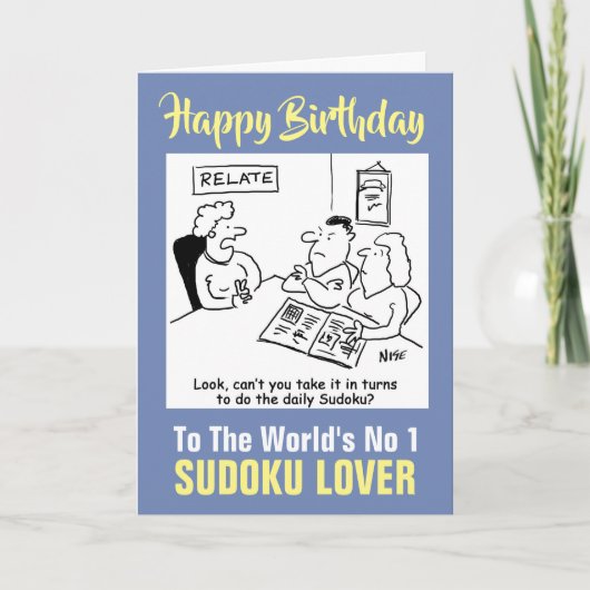 Das Wort Nummer 1 Sudoku Lover - Happy Birthday Karte (Vorderseite)