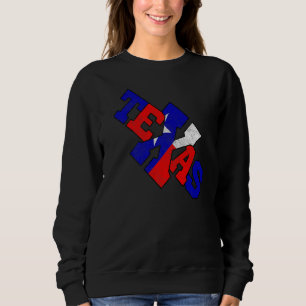 Das Wort Texas mit den Farben der Staatsflagge rot Sweatshirt