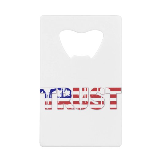 Das Wort "Trust" mit amerikanischer Flagge Geldbeutel Flaschenöffner (Vorderseite)