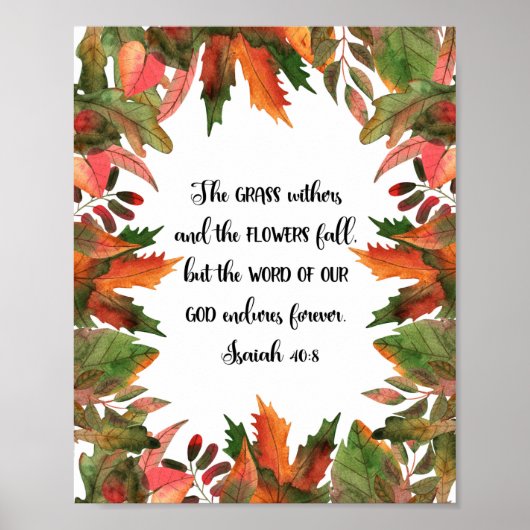 Das Wort unseres Gottes, Isaia 40:8, Wasserfarbe Poster (Vorne)