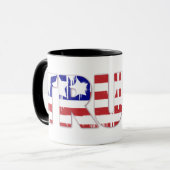 Das Wort Vertraue mit der patriotischen amerikanis Tasse (Vorderseite Links)