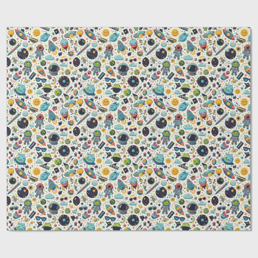 Das Wrapping Paper des funky Kid's Outer Space Geschenkpapier (Flach)