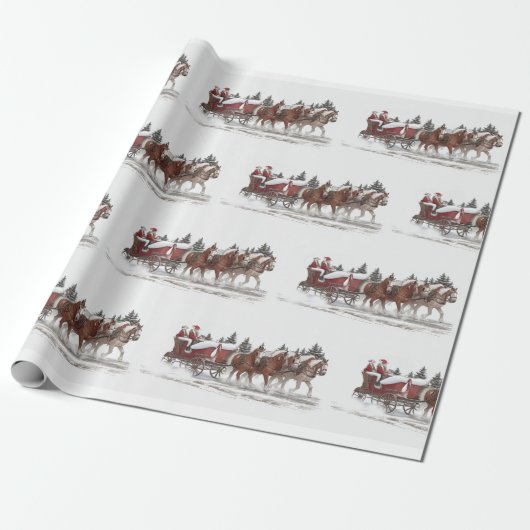Das Wrapping Paper des Santa's Country Sleigh Ride Geschenkpapier (Ungerollt)