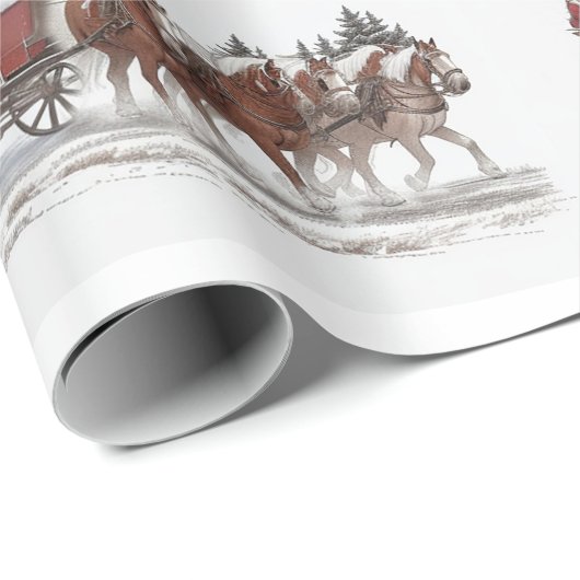 Das Wrapping Paper des Santa's Country Sleigh Ride Geschenkpapier (Rolleneckpunkt)