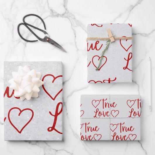 Das Wrapping Paper von True Love Red Glitzer Geschenkpapier Set (Vorderseite)