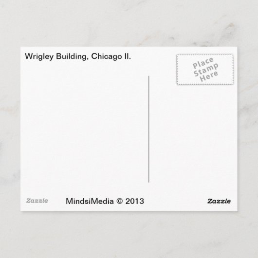 Das Wrigley Gebäude in Chicago an einem schönen Ta Postkarte (Rückseite)