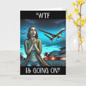 Das WTF geht weiter? Funny Drone Freundschaft Karte (Gelbe Blume)