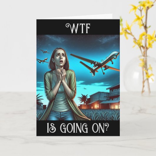Das WTF geht weiter? Funny Drone Freundschaft Karte (Gelbe Blume)
