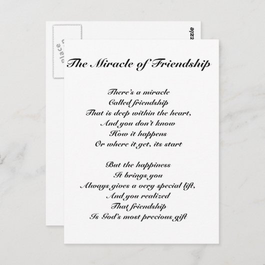 Das Wunder der Freundschaft Postkarte (Vorne/Hinten)