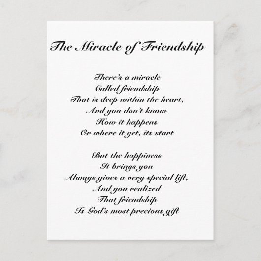 Das Wunder der Freundschaft Postkarte (Vorderseite)