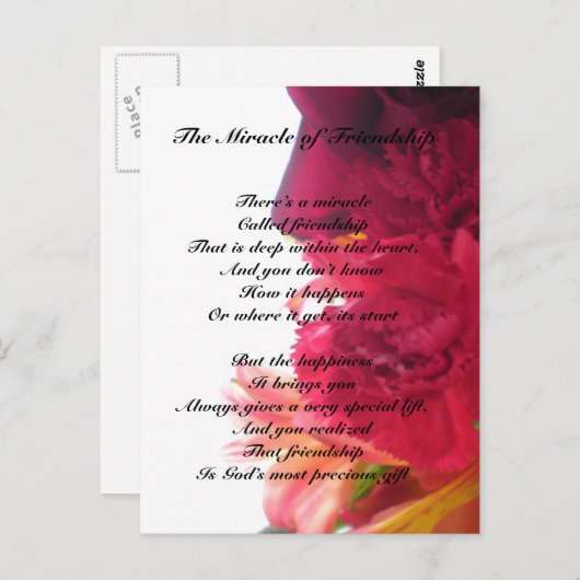 Das Wunder der Postkarte der Freundschaft (Vorne/Hinten)