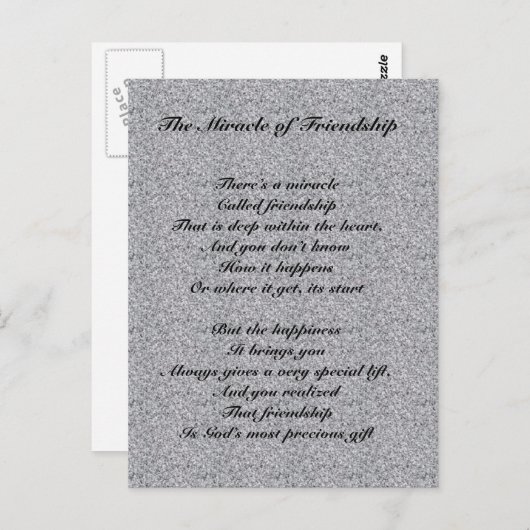 Das Wunder des Freundschaftsgedichts Postcard Postkarte (Vorne/Hinten)