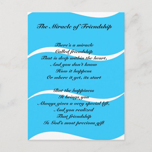 Das Wunder des Freundschaftsgedichts Postcard Postkarte (Vorderseite)
