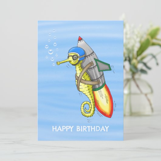 Das wunderbare Gelbe RaketenSeepferd Karte (Stehend Vorderseite)