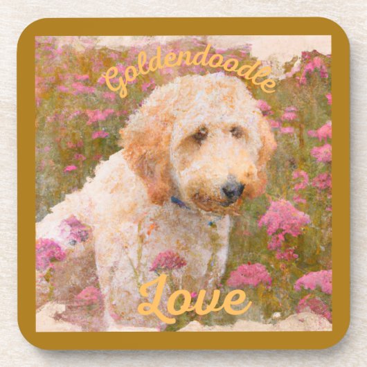 Das wunderbare Goldendoodle auf einem Gebiet der B Getränkeuntersetzer (Vorderseite)