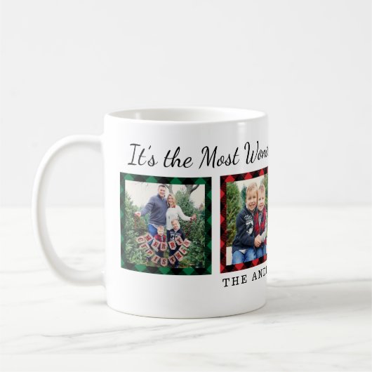 Das wunderbarste Karierte Weihnachtsfest-Foto der  Kaffeetasse (Links)