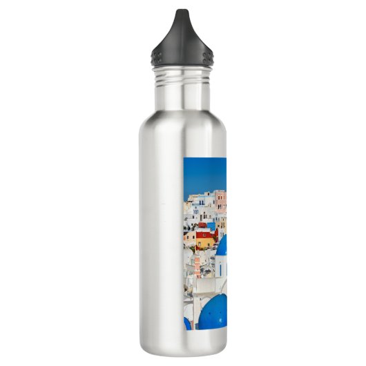 Das wunderschöne Oia in Santorin, Griechenland Edelstahlflasche (Links)