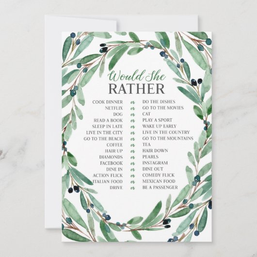 Das würdevolle Braut Grün wurde sie kardieren eher Einladung (Vorderseite)