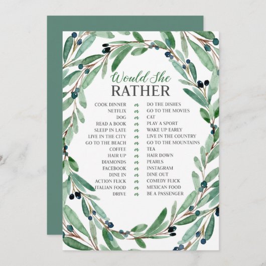 Das würdevolle Braut Grün wurde sie kardieren eher Einladung (Vorne/Hinten)