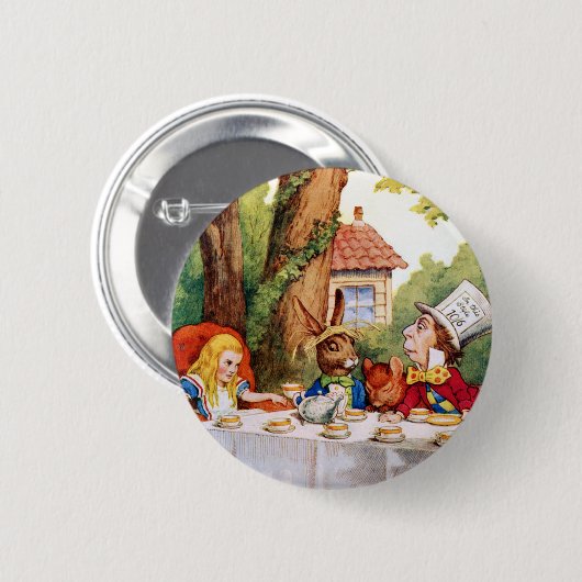 Das wütenden der Tee-Party des Hutmachers im Button (Vorne & Hinten)