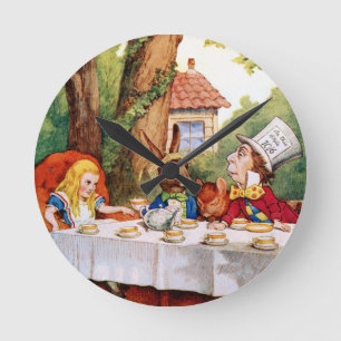Das wütenden der Tee-Party des Hutmachers im Runde Wanduhr