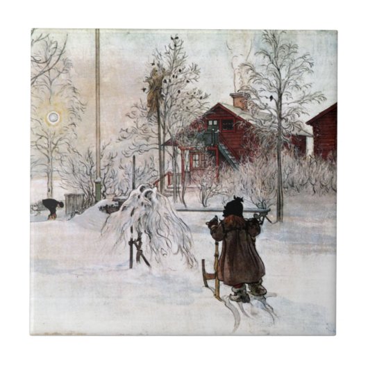 Das Yard und der Wäsche-House, Carl Larsson Fliese (Vorderseite)