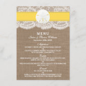 Das "Yellow Sand Dollar Wedding Menu" Menükarte (Vorderseite)