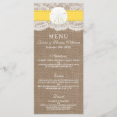 Das "Yellow Sand Dollar Wedding Menu" Menükarte (Vorderseite)