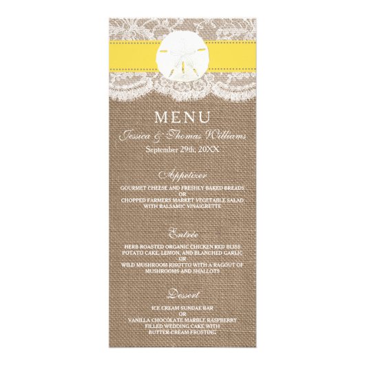 Das "Yellow Sand Dollar Wedding Menu" Werbekarte (Vorne)