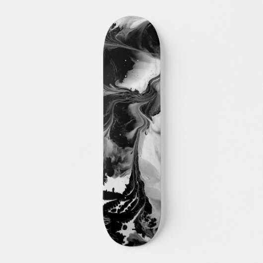 DAS YIN u. DER YANG (schwarze u. weiße abstrakte Skateboard (Vorne)