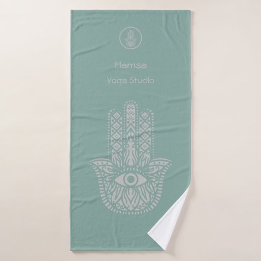 Das Yoga Studio Hamsa von Seafoam Green ist indivi Badehandtuch (Badehandtuch)