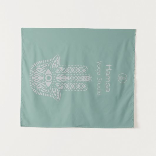 Das Yoga Studio Hamsa von Seafoam Green ist indivi Wandteppich (Vorderseite (Horizontal))