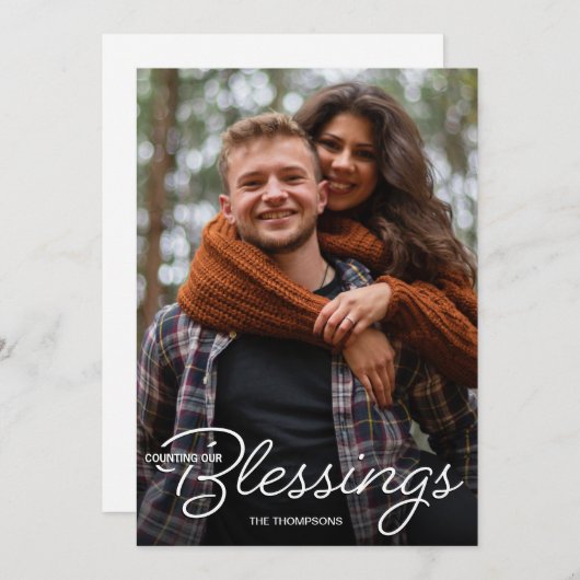 Das Zählen unseres Segens Erstes Weihnachtsfest-Fo Ankündigung (Vorne/Hinten)