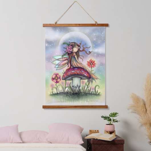 Das zauberhafte Mushroom-Tapezierhaus Wandteppich Mit Holzrahmen (Schlafzimmer)