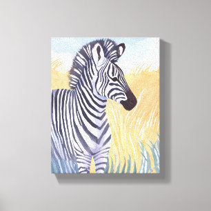Das Zebra Wasserfarbe Safari-Tier Natur Leinwanddruck