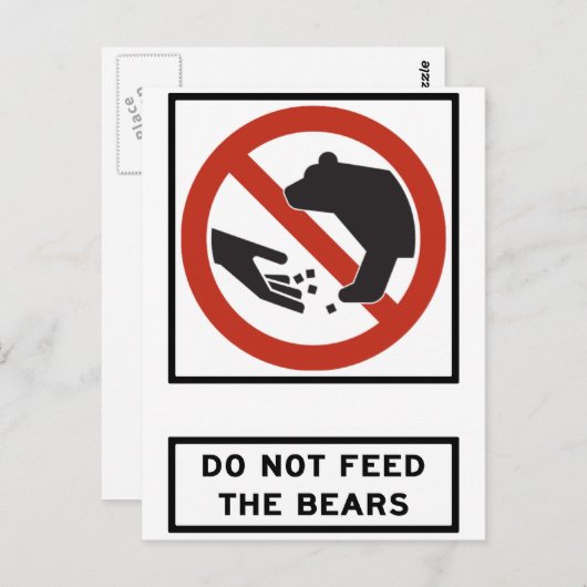 Das Zeichen "Bären" darf nicht Gefüttert werden Postkarte (Vorne/Hinten)
