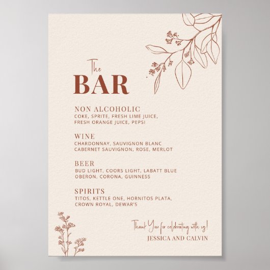 Das Zeichen der Bar Hochzeit Poster (Vorne)