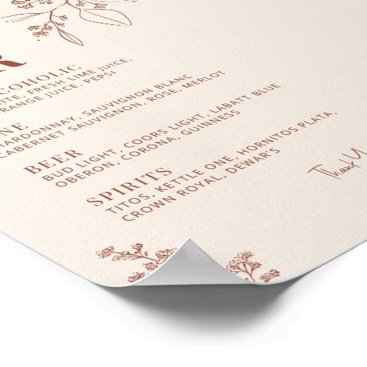 Das Zeichen der Bar Hochzeit Poster (Ecke)