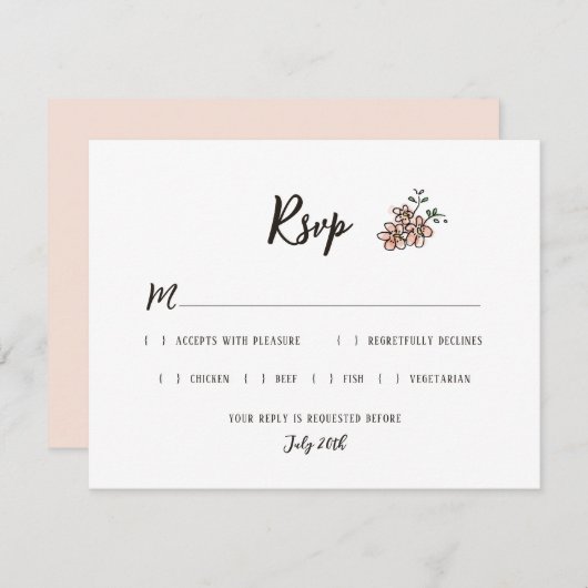 Das Zeichen der Hochzeit sagt rustikale Doodle Flo RSVP Karte (Vorne/Hinten)