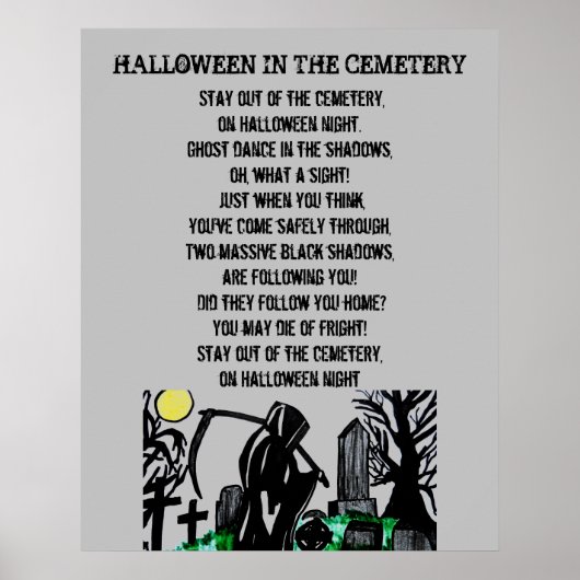 DAS ZEMETÄR IM HALLOWEEN Gedicht Poster (Vorne)