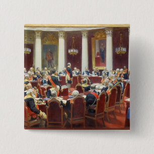 Das zeremonielle Sitzen des Staats-Rates Button