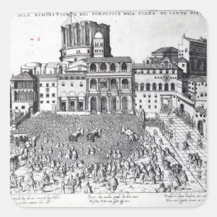 Das Zeugnis des Papstes am Petersplatz Quadratischer Aufkleber