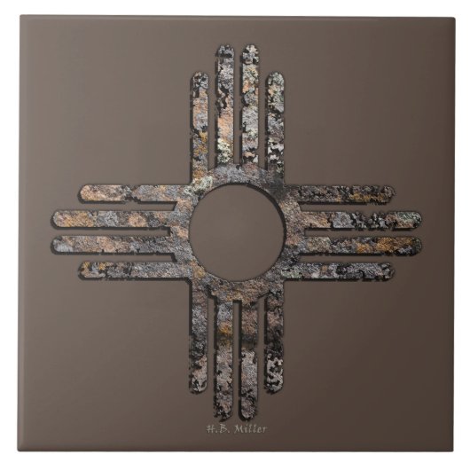 Das Zia-Sun-Symbol in New Mexiko - Gerede über Sch Fliese (Vorderseite)